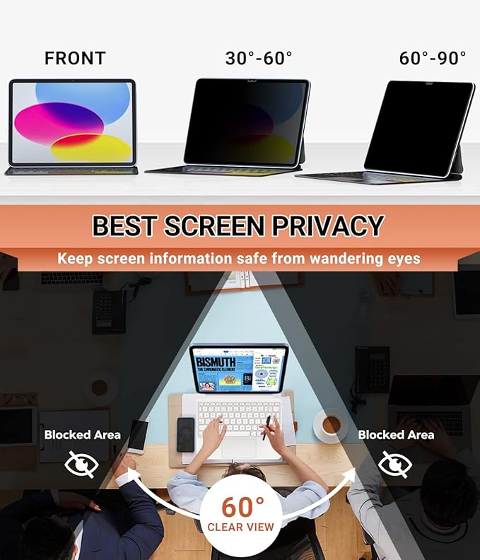FILMEXT Privacy Screen Protector for Ipad Pro 11" inch M5 M4 (6th/5th Generation,2025/2024) Model A3358 A3359 A3357 A2836 A2837 A3006, PET Anti Spy Blue Light Screen Filter