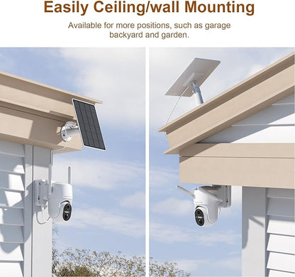 HOSAFE.COM Home Security Cameras Wireless Outdoor, 2K Outdoor Camera Wireless WiFi, 360 Camera Solar Powered, PTZ, PIR Sensor, Free Cloud Storage(Need Apply), 2-Way Talk, IP66 Waterproof, 2 Pack
