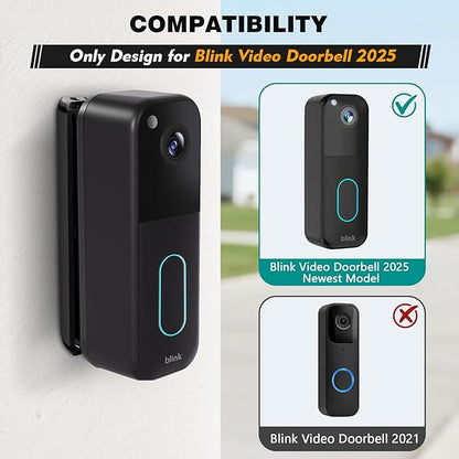 All-New Blink Doorbell Angle Mount, Adjustable 30–55 Degrees Corner Mount for Blink Doorbell Camera 2nd Gen(Newest Model), Angled Mounting Bracket Wedge Kit, Wide Viewing Angle Holder, (Black)