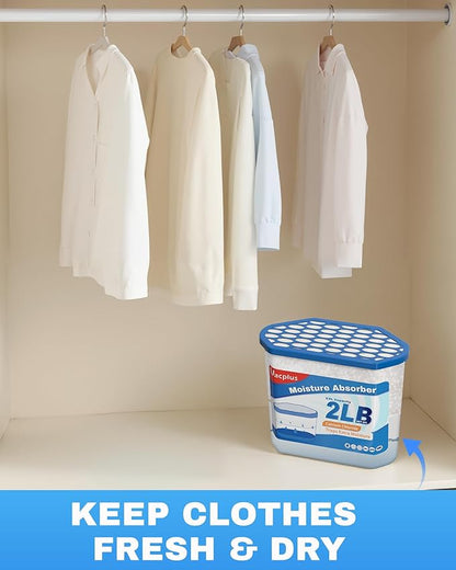 Vacplus Moisture Absorber Buckets – Large Capacity Dehumidifier and Humidity Absorber for Closet, Basement, Bathroom, RV, and Storage Areas, Unscented, 2 lbs, 6 Pack