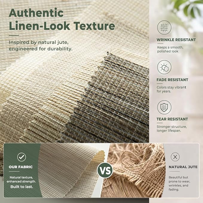 ZSHINE Motorized Linen-Look Roller Shades for Windows, Rechargeable Smart Light Filtering Blinds Compatible with Alexa (82189B)