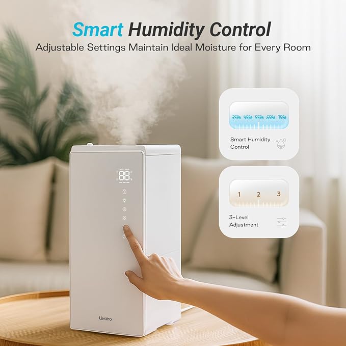 Livatro 6L Stainless Steel Humidifier for bedroom with Warm Mist Steam