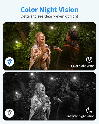 Security Cameras Wireless Outdoor, Solar Battery Powered 2k Color Night Vision, AI Motion Detection, IP66 Weatherproof, 2-Way Talk, SD/Cloud Storage, 2.4Ghz WiFi Cameras for Home Security (1 Pack)