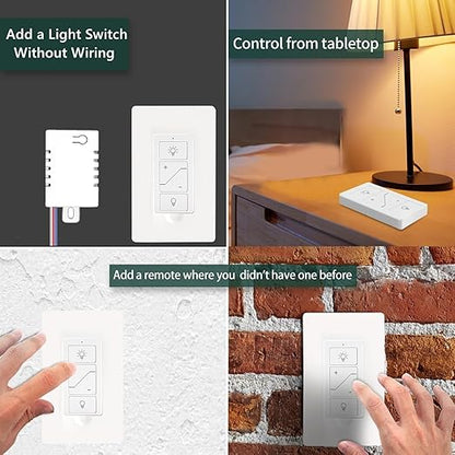 Nexete Smart Wireless Light Switch, Dimmer Switch & Receiver Kit No Wiring Wireless Remote Control,Remote & Voice Control,Bluetooth Work with Amazon Alexa Only ETL certified (2 Switches & 2 Receivers)