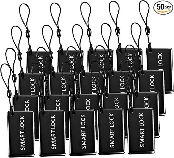 50 Pcs 13.56MHz RFID Key Fobs – Smart IC Cards for SMONET & TTLock App-Compatible Door Locks – Keyless Entry Access Tags, 5x3cm with Lanyard for Deadbolt