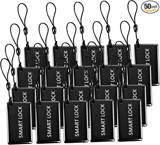 50 Pcs 13.56MHz RFID Key Fobs – Smart IC Cards for SMONET & TTLock App-Compatible Door Locks – Keyless Entry Access Tags, 5x3cm with Lanyard for Deadbolt