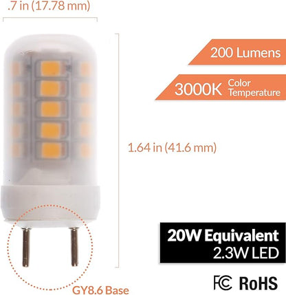 Newhouse Lighting 2.3W (20W Equiv.) GY8.6 LED Bulb Halogen Replacement Lights, 120V, 3000K, 200 Lumens, 4-Pack