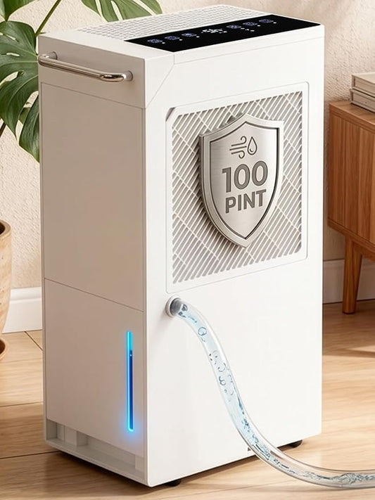5500 Sq.Ft Dehumidifier for Basement with Drain Hose 100 Pint, Portable Dehumidifiers for Whole Home, 1.6GAL Water Tank, Auto Defrost, Smart Humidity Control, Energy Efficient&Quiet for Bathroom