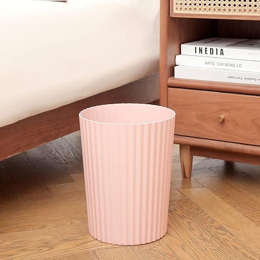 JiatuA Small Trash Can Plastic Wastebasket Round Garbage Container Bin for Bathroom, Kitchen, Bedroom, Home Office, College Dorm, Pink 4 Pack