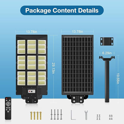 OKPRO 10000W Solar Street Lights Outdoor - Solar Lights Outdoor Waterproof Motion Sensor, Solar Parking Lot Lights Commercial Dusk to Dawn, LED Street Light Solar Powered for Outside, Yard