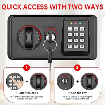 1.8 Cub Small Fire Safe for Home Use, Digital Security Safes Fireproof Waterproof with Combination Lcok and Removable Shelf, Anti-theft Fireproof Safe Box for Document Money Valuables