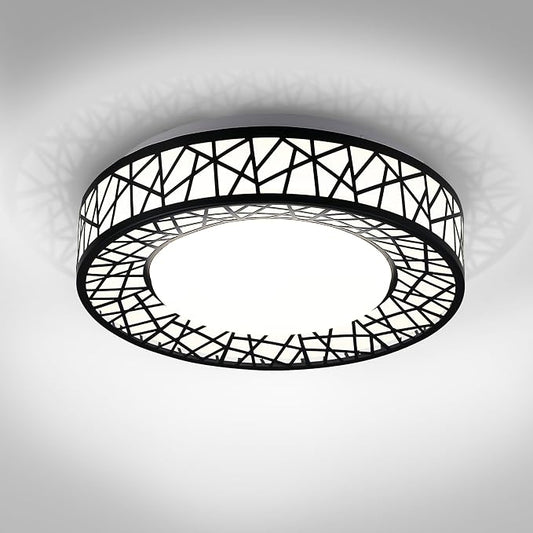 ASD 16 Inch LED Flush Mount Ceiling Light Fixture for Bedroom, 28W 1752LM 5CCT 2700K-5000K, Triac Dimmable Lights, Dining, Living Room, Kitchen Lamps, Modern Home Lighting Fixtures, Black, ETL