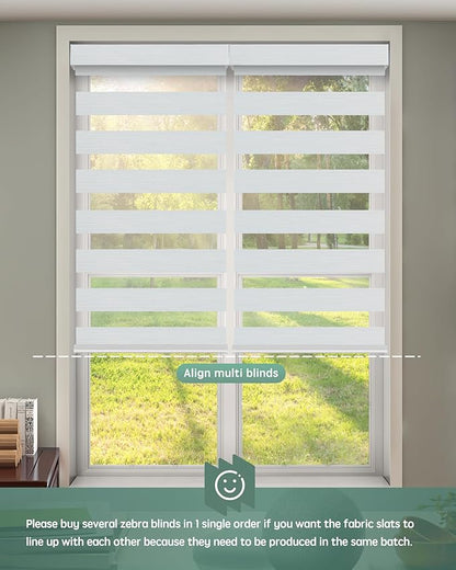 Yoolax Motorized Blinds with Remote, Motorized Zebra Shades Compatible with Alexa, Privacy Motorized Blinds, Zebra Shades for Windows Custom Size(V-Shimmer Layer White)