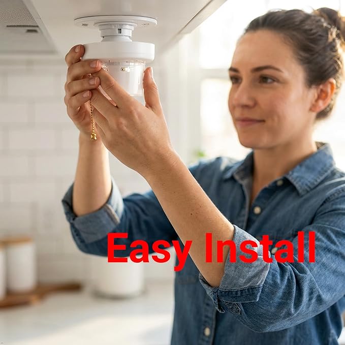 CRIOO GU24 LED Light Bulb with Lampshade & Pull Chain Switch, 9W 60W Equiv, 2700K, 800LM, UL Listed, 2 Prong Twist Lock for Home Kitchen Closet
