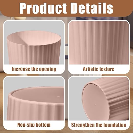 Versatile 2 Gallon Plastic Trash Can - The Compact Bin for Bathroom, Kitchen, or Home Office - Pink