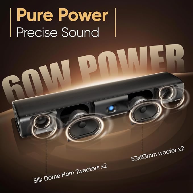 Saiyin 60W Bluetooth Sound Bar for Smart TV, TV-ARC/Optical/AUX