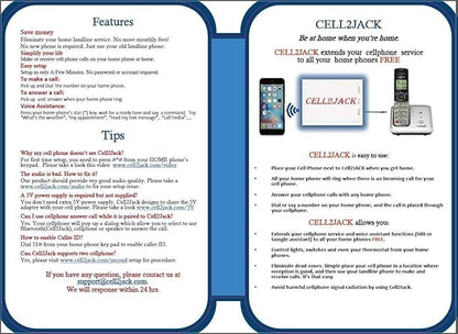 CELL2JACK - Cellphone to Home Phone Adapter, Make and Receive Cell Phone Call on Your landline Phone Free - Cell Phone to Landline Dock - Cell to Landline Converter