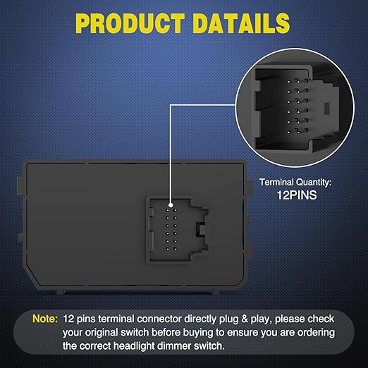 Nilight Headlight Dimmer Switch Compatible with 2014 2015 2016 2017 2018 2019 Chevy Silverado 1500 2500HD 3500HD Tahoe 2017-2019 GMC Sierra 1500 2500HD 3500HD with Blue LED Light