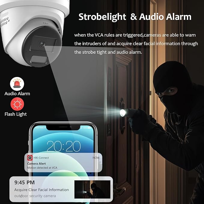 DS-2CD2347G2-LSU/SL 4MP Color-Vu IP PoE Turret Dome Camera, 2.8mm, 247 Full Color Night Version, Strobe Light and Audible Warning, 130dB WDR, H,265+, IP67, Two Way Audio, Outdoor, Work with Ⲏіkconnect