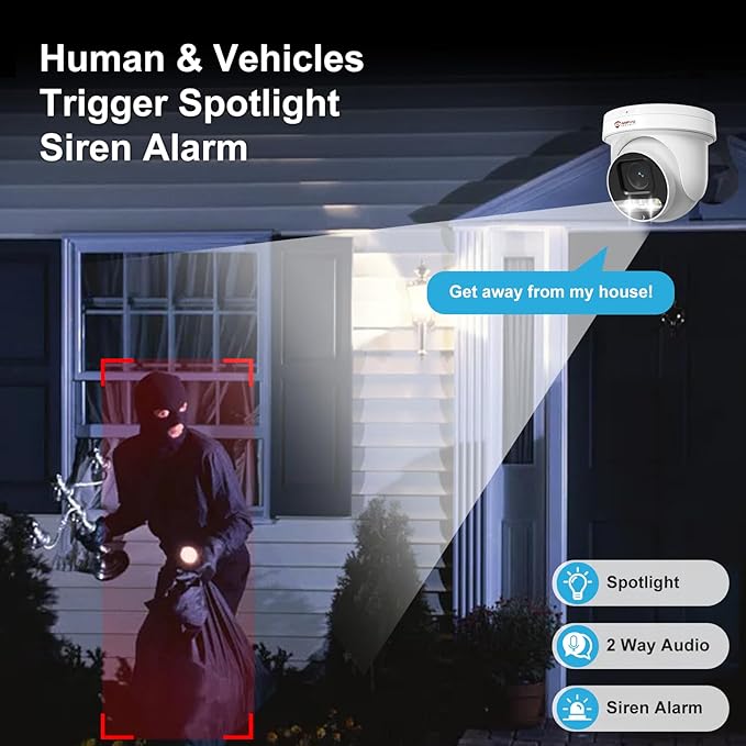 Anpviz 6MP PoE PTZ Camera Outdoor, 5X Optical Zoom 2.7~13.5mm Lens, Pan Tilt Zoom IP Security Camera Human Vehicle Detection, Spotlight&Sound Alarm, SD Card Slot, NDAA, PTZIP30A60WD-SA-5X (U Series)