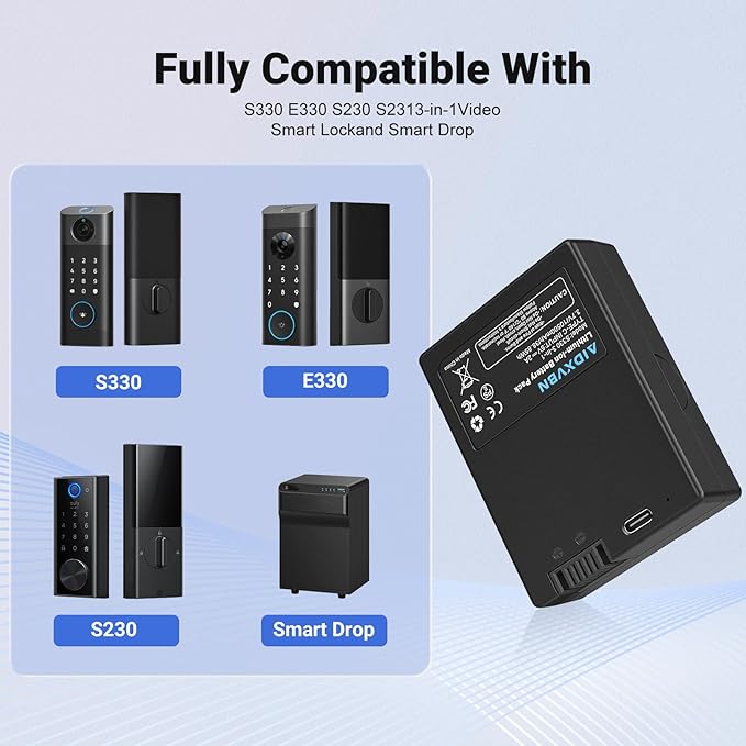 10500mAh High Capacity Rechargeable Li-ion Battery Pack for Eufy Security Devices Compatible with Video Doorbell Cameras S330 E330 S230 S220 S231 and Smart Door Locks T8790 T8520 T8531