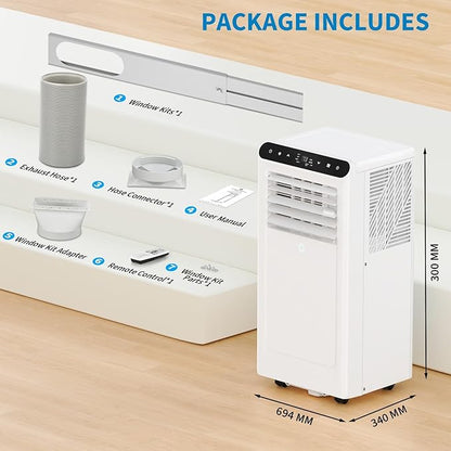 GarveeLife Portable Air Conditioners, 8,000 BTU for Rooms up to 350 Sq.Ft., Smart Compact AC Unit with Cooling, Dehumidifier, Fan, Remote Control and Window Kit, White