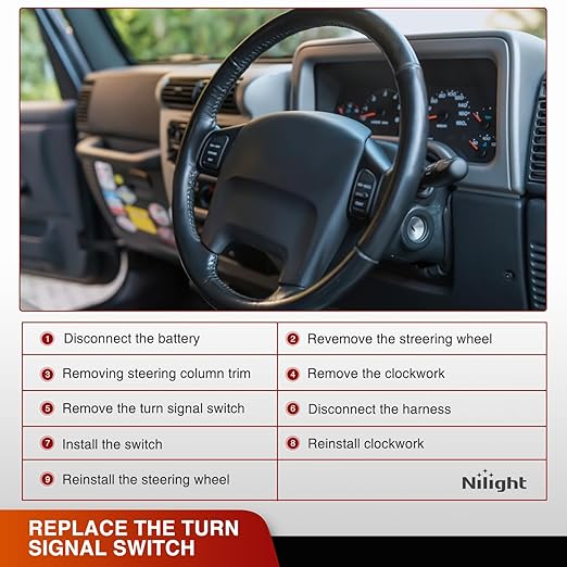 Nilight Turn Signal Switch Compatible with 2001 2002 2003 2004 2005 2006 Jeep TJ Wrangler Sport Utility w/Fog Lights Windshield Wiper Combination Dimmer Lever Switches