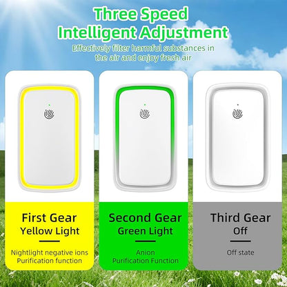 Plug In Air Ionizer - 6Pack Air Purifier with 3 LED Night Light,Negative Air Ionizer for Home Use,Mini Filterless Mobile Air Cleaner for Odor,Smoke Dust,Pets,Quiet Operation Air Freshener for Home