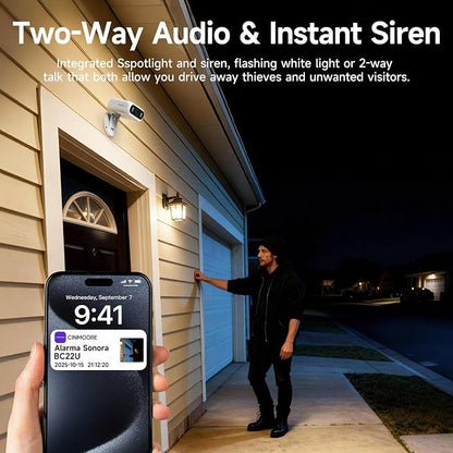 Solar Security Camera Wireless Outdoor, 2.4GHz 5GHz Dual Band WiFi Camera, Magnetic Folding Mount, AI Human/Vehicle Detection, Full Color Night Vision, Siren, 2-Way Talk for Home Garage Yard