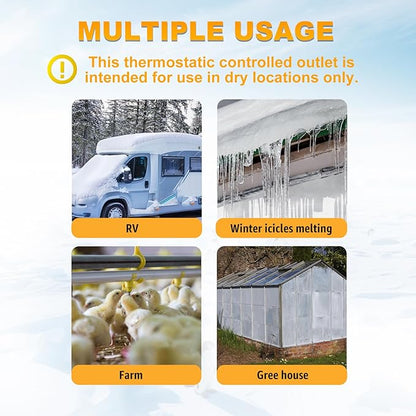 HEATIT ET-21 Freeze Thermostatically Controlled Outlet On at 38F /Off at 50F ET-24 1PCS