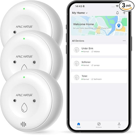 APEC Water WiFi Water Leak Detector, Dual Sensor, Pack of 3