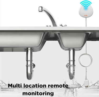 MOBI Smart WiFi Water Leak Detector, App Alerts, Flood Sensor Alarm with 48” Extension Probe, No Hub Required, 24/7 Monitoring for Basement, Kitchen, Bathroom
