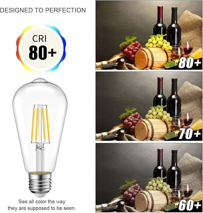 LVWIT ST21 LED Filament Bulb 7W Dimmable 3000K Soft White Vintage Edison Light Bulb E26 Medium Base (6-Pack)