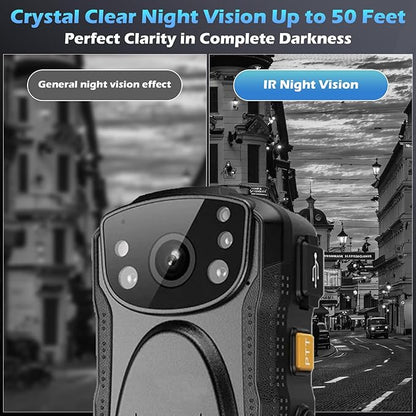 PatrolMaster 1296P Body Camera with 170° Night Vision, 3500mAh – Tamper-Proof Professional Commercial Grade for Security, Police, Legal Evidence (128GB)