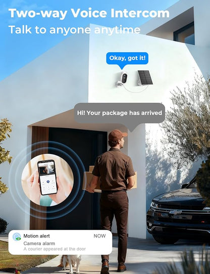 Security Cameras Wireless Outdoor No Subscription,5G/2.4G WiFi 4MP Solar Cameras for Home Security 2Cam-Kit,180-Day Powered,128GB Local Storage,Color Night Vision Home Security Cameras System