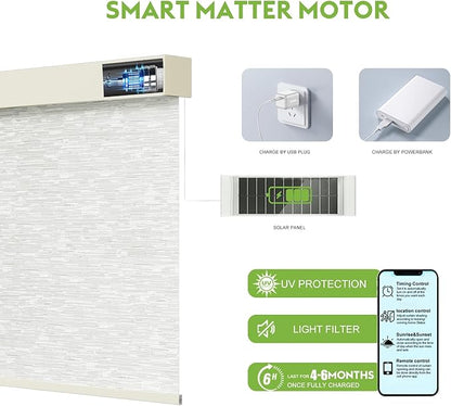 Motorized Blinds with Remote，100% Blackout Smart Blinds Motorized Roller Shades Compatible with Alexa Automatic Blinds for Windows Electric Window Blinds Customized Size Luminous Glow