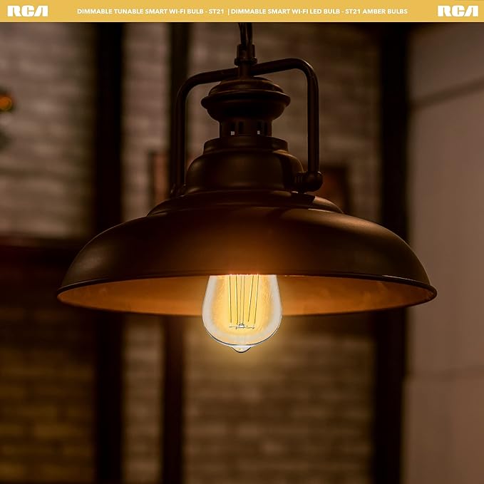 RCA WiFi Smart Light Bulb ST21 Vintage Amber LED, 8W 60W Equivalent, Dimmable & Tunable Edison Bulb, Alexa Devices & Google Home Compatible, E26 Smart Bulb for Bedroom Living Room