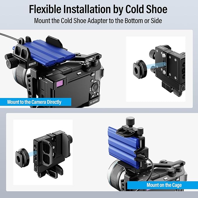 Sirui SSD Mount Bracket, SSD Holder with Cold Shoe and USB-C Cable Clamp for Samsung T7 T5, for SanDisk, Compatible with Camera Cage for BMPCC 4K 6K, for Z Cam E2, for Sigma fp, AM-ST9