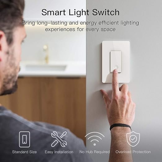 TREATLIFE Smart Light Switch, 2.4GHz WiFi Light Switch, Neutral Wire Required, Works with Alexa, Google Home and SmartThings, Single-Pole, Remote Control, FCC Listed, 1 Pack