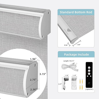SmartWings Motorized Smart Roller Shades in Light Filtering, Electric Blinds with Remote for Windows Compatible with Alexa/Google Home/Homekit, Customized, Safari Translucent Smoke