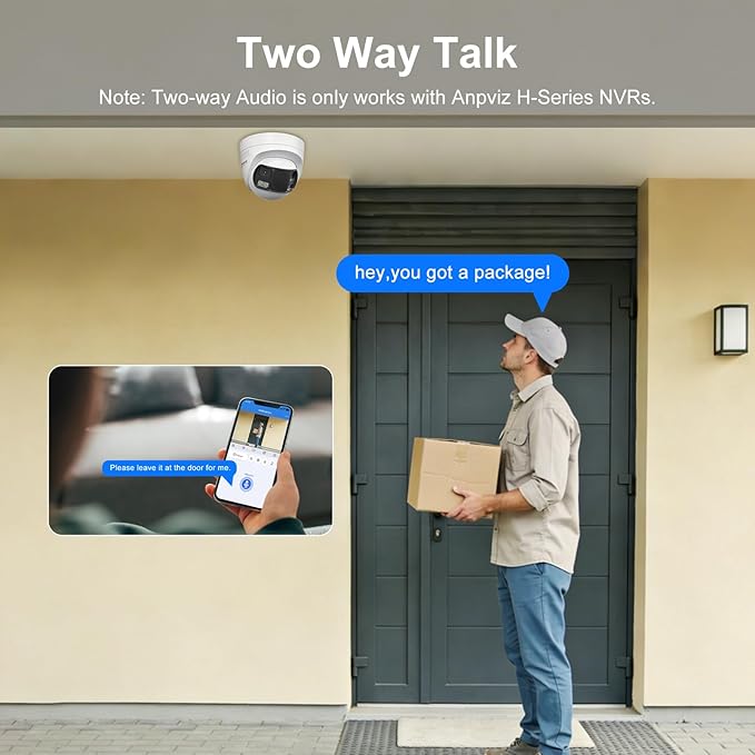 Anpviz 4k 8MP Wired Dual Lens PoE IP Camera, 180° Panoramic Security Camera Outdoor with Strobe Red & Blue Light and Audio Alarm, Smart Dual Light, Human/Vehicle Detection, 2 Way Audio, IP67(H Series)