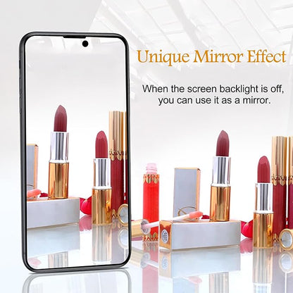 Compatible with iPhone 15 Pro Privacy Screen Protector Mirror Tempered Glass Mirrored Effect Anti-Spy Easy Installation Frame Full Coverage shatterproof Anti-Scratch 2 Pack (6.1 inch Silver)