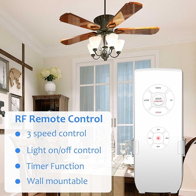 Smart WiFi Fan Switch Ceiling Fan and Light Remote Control Kit, WiFi Controller Compatible with Alexa Google, Phone APP Control, No Hub Required, Universal Ceilingfan Light Remote Control