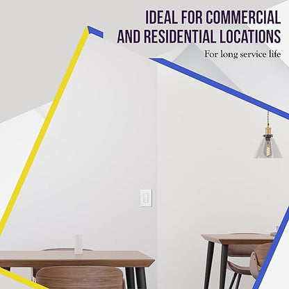ENERLITES Matte White Light Switch with Screwless Wall Plate, Decorator Paddle Rocker Wall Switch, Single Pole, Grounding Screw, Residential Grade, 15A 120V/277V, UL Listed, 91150-MW-40PCS (40 Pack)