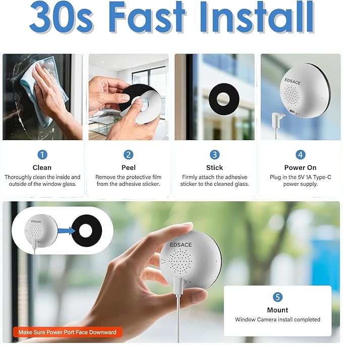 4MP 2K Indoor Security Camera for Windows, Smart AI Motion Detection, Color Night Vision, Glass-Mount Design, Wired Installation (1)