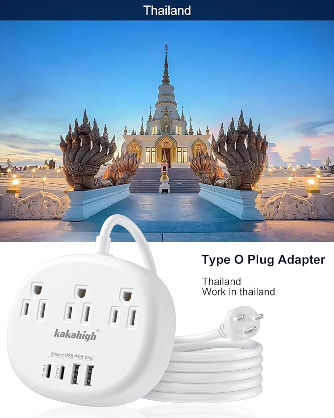 Thailand Power Adapter, Thailand Extension Cord 4FT