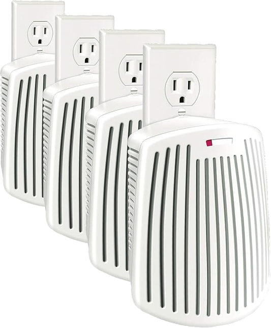 Hamilton Beach TrueAir Plug-Mount Odor Eliminator with Carbon Filter + Green Mountain Scent Cartridge, Common Household-Tobacco, Pet, Bathroom, Trash, On/Off Fan (04530GM) (Pack of 4)