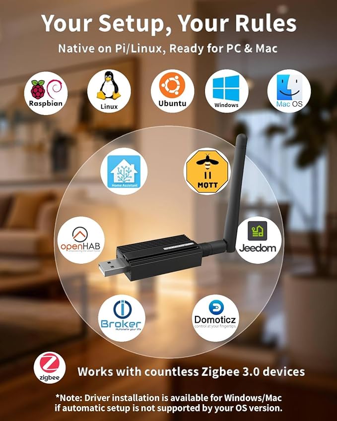 Zigbee 3.0 USB Dongle Plus-E (ZBDongle-E) Kit with 1.5m Shielded Extension Cable | Solves USB 3.0 Interference | EFR32MG21 Coordinator +20dBm for Home Assistant (ZHA), Zigbee2MQTT & Local Hub