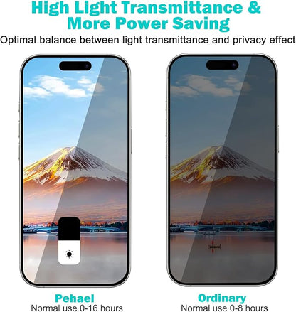 PEHAEL 3+3 Pack for iPhone 16 Pro Privacy Screen Protector with Camera Lens Protector Full Coverage Anti-Spy Tempered Glass Film 9H Hardness Easy Installation Bubble Free [6.3 inch]