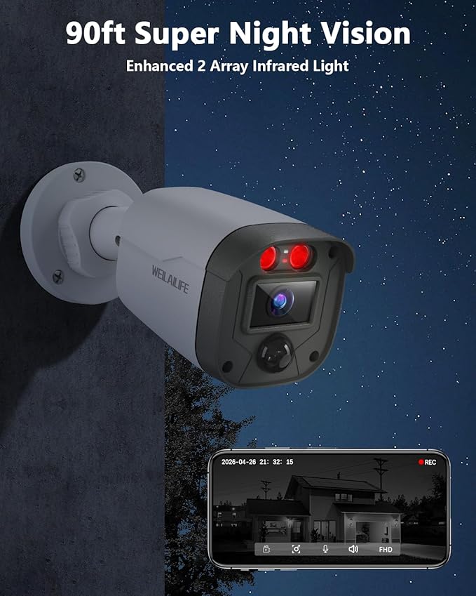 【90ft Super Night Vision】 3K Outdoor Wired Security Camera System, Home Video Surveillance Systems, CCTV Surveillance DVR Kits